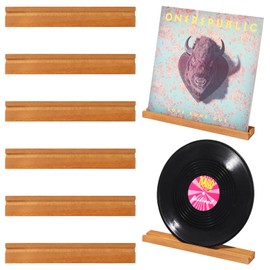 6 Pcs Vinyl Record Holders, Wall-Mounted Record Display Shelves, Vintage Wood Album Display Holders, Retro CD Wall Stands, LP Book Art Storage Racks for Home Decor