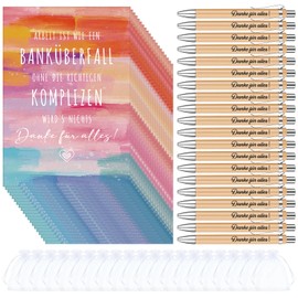 Tenare 20 Gift Sets for Colleagues Work Is Like A Bank Robbery Farewell Cards Thank You for Everything Ballpoint Pen with Engraving Organza Bag Thank You Gifts for Colleague Office Work Farewell