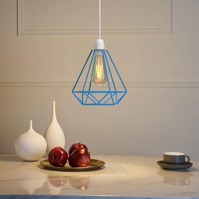 LEDSone Modern Geometric Diamond Pendant Lamp Ceiling Light Metal Wire