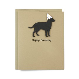 Black Labrador Retriever Birthday Card | Black Lab Dog theme Pet Greeting cards | Confetti Party Hat