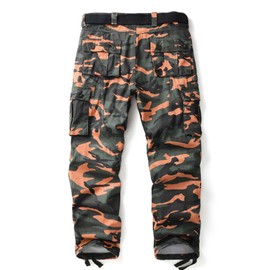 AKHIKING Men's Camo BDU Cargo Tactical Ripstop Casual Lightweight Baggy Combat 100% Cotton Pants with 8 Pocket Orange 32