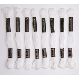 12 Skeins Embroidery Cotton Floss is 100% Egyptian Long Fiber Cotton of 9yds Each Cotton Cross Stitch Thread for Hand Embroidery DIY Creation and Friendship Bracelet String.(12, White)