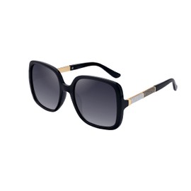 SQUAD Sunglasses for Women Adults Square Fashion with Glasses Case, 3ew648c3 Glossy Black. Grey Gradient