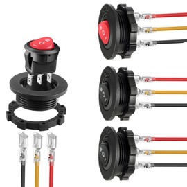 RUNCCI-YUN 4Pcs DC 12V 10A waterproof round rocker switch，Toggle Rocker Switch Panel,ON/Off/ON rocker switch,12v Car switch 3Pins Toggle Buttons with Housing，for Car Automotive Boat Truck