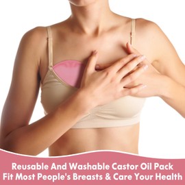 2 Pcs Castor Oil Pads Breast Pack Castor Oil Breast Pack Washable & Reusable Castor Oil Pack Wrap Pink