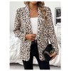 MakeMeChic Women's Leopard Print Open Front Shawl Collar Long Sleeve