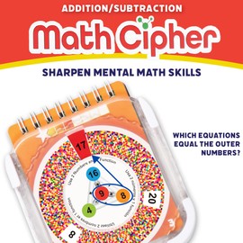 Math Cipher Addition Subtraction Flash Cards, Math Games and Learning Activities for Kids, 80 Challenges & 24 Cards for Solving Number Equations