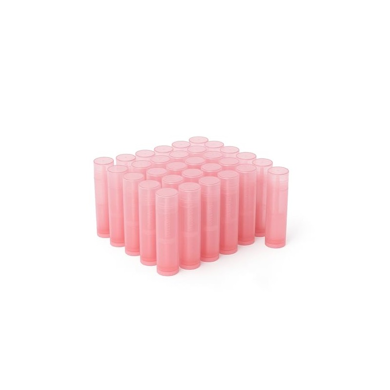 50 tubos de bálsamo labial vacíos de plástico rosa recargables