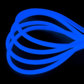 LAMPHOME Blue Neon Light Strip 18FT Flexible Neon Rope Lights Indoor Outdoor Led Strip Lights Waterproof 120LEDs/M AC 110VPlug and Neon LED Lights for Bedroom Home Commercial Lighting