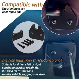 XTPTFABS Aluminum Sun Visor Repair Kit ram Sun Visor Repair kit Heavy Duty Sun Visor Clips Compatible with DO-DGE RAM 1500 Trucks 2019-2023 (1Set Black)-Made of Aluminum (1)