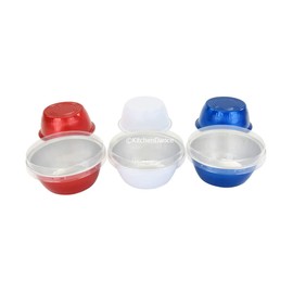 KitchenDance Disposable Aluminum 4 oz. Ramekins- Pack of 100- Color & Lid Options (With Flat Lid, Patriotic Pack)