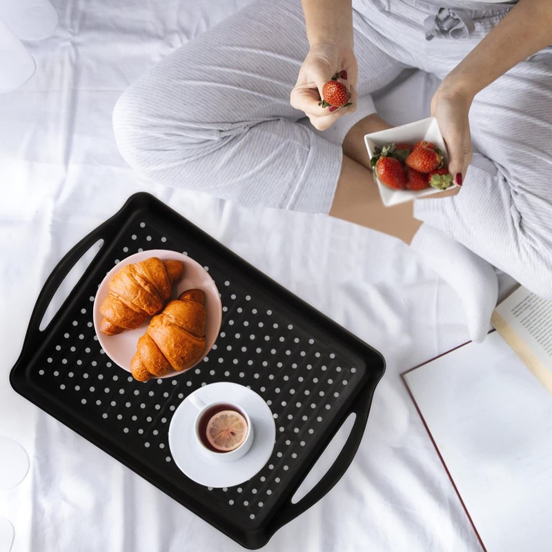 TOPZEA 2 Pack Non Slip Serving Trays with Handle, Plastic