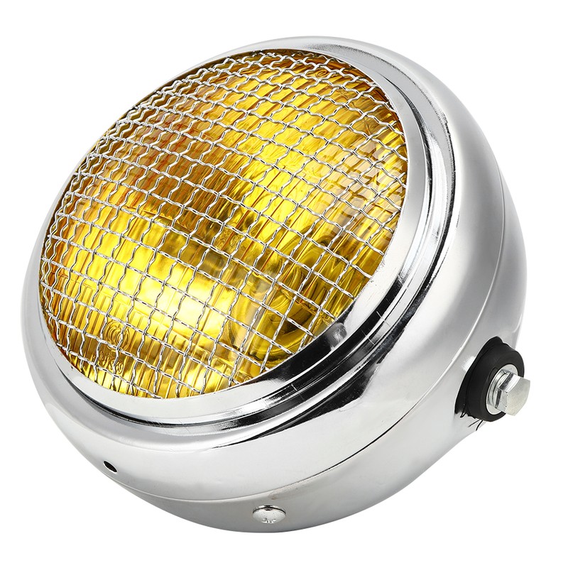7in 55W Motorcycle Grill Headlight Vintage Style High/Low Beam Halogen