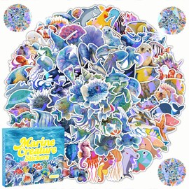 iSticker - 200 pegatinas para niños, adolescentes y adultos, lindos adhesivos de animales, animales de criatura marina para botellas de agua para estudiantes, vinilo, animales, calcomanías