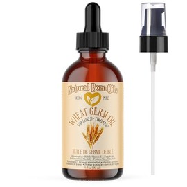 Wheat Germ Oil, 120ml, Organic, Cold-Pressed, Unrefined, Packed with Antioxidants, Great for Skin Elasticity, Hair Health. Natural Born Oils.
