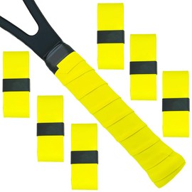 Tinsync Tennis Racket Grip Tape, Precut Soft Tennis Grip Tape, Anti Slip and Dry Feel Tennis Racquet Overgrip Wrap for Replacement (6 Pack - Vibrant Yellow)