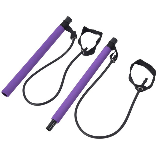 Resistance Bands for Legs and Buttocks, Portable Pilates Bar Stick Yoga Resistance Band Multifunctional Home Fitness Sports Training Rubber Bands Main Waistband Belt Purple