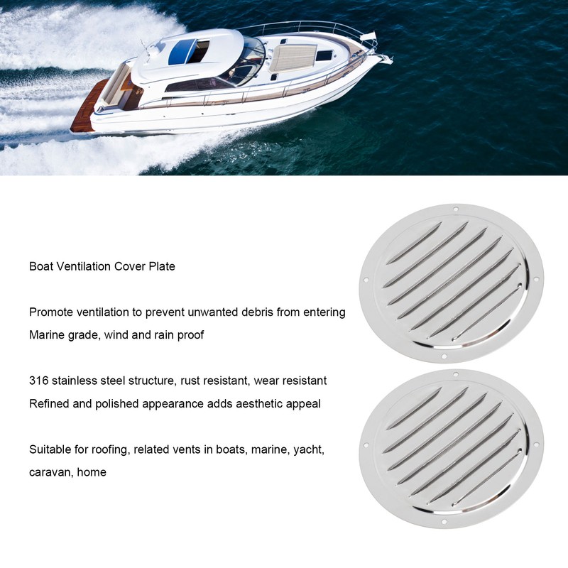 2PCS Round Louvered Air Vent Stainless Steel Marine Grade Rainproof