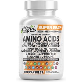Clean Nutraceuticals Amino Acids Supplement L-Lysine, L-Threonine, L-Leucine, Isoleucine, Valine, L-Histidine, L-Tryptophan, L-Methionine, L-Arginine, L-Cysteine, L-Glutamine, L-Serine, Aspartic Acid