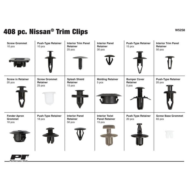 Performance Tool W5258 408pc Nissan Trim Clip