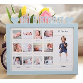 1st Birthday Gift Picture Frame Baby First Birthday Photo Frame Baby Girls Boys My First Year Picture Frame Album Baby Shower Keepsake Birthday Decoration Newborn Xmas Memories Christening Gift
