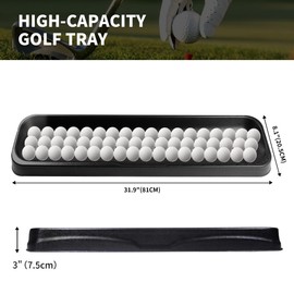 Durable 100-Ball Rubber Golf Tray, Includes Phone Holder to Record Swings. High Impact Ball Tray Compatible with Any Hitting Mat.
