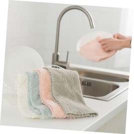 Baluue 4pcs Kitchen Towels Dish Towel Set Fleece Cleaning Cloths Non-Slip Dish Cloths Beautiful Design