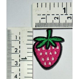 Set 3 Pcs Mini Small Cute Pink Strawberry Fruit Cartoon Embroidered Iron on Patch Logo Vest Jacket Cap Hoodie Backpack Patch Arts Crafts DIY Embroidery Sewing for Kids Children (15)