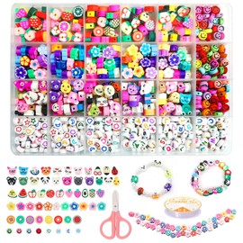 Hpbaggy DIY Beads for Children's Bracelets, DIY Bracelet Colourful Set, Jewellery Making Kids DIY Necklace Bracelet, Beads for Threading, Fruit Beads, DIY Bracelet Letter Beads, Beads Kit