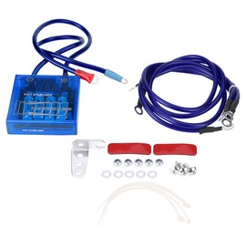 Universal Fuel Saver Voltage Stabilizer Regulator Kit W/ 3 Earth Ground Cables Blue
