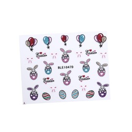 WOONEKY Easter Nail 6 Sheets of 3D Nail Decals Glitter Powder Stickers Easy Application Decorative Stencils Perfect for Easter