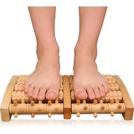 Rodillo Masajeador de Pies de Madera con 5 Filas, Masajeador Plantar para Fascitis Plantar, Alivio del Dolor de Talón y Arco, Reflexología, Relajación Muscular, Antiestrés