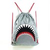 Water Resistant Nylon Great White Shark Knapsack Drawstring Backpack