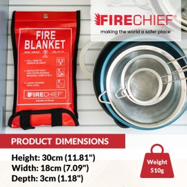 Firechief SVB1/K40 Kitemarked Budget Fire Blanket | Small Fire Blanket (1m x 1m) | Suited For Use Around The Home (Kitchen, Office, Garage)