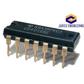Juried Engineering CD4016BE CD4016 4016 100-pA, 20-V, 1:1 (SPST), 4-Channel Analog Switch Breadboard-Friendly IC DIP-14 (1 Piece)
