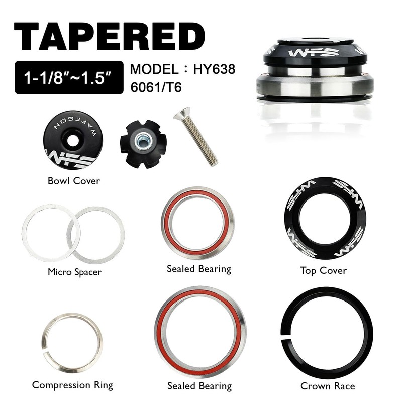 WFS HY638 Full Integrated Headset 1-1/8-1.5 inch Tapered 7.8mm Top