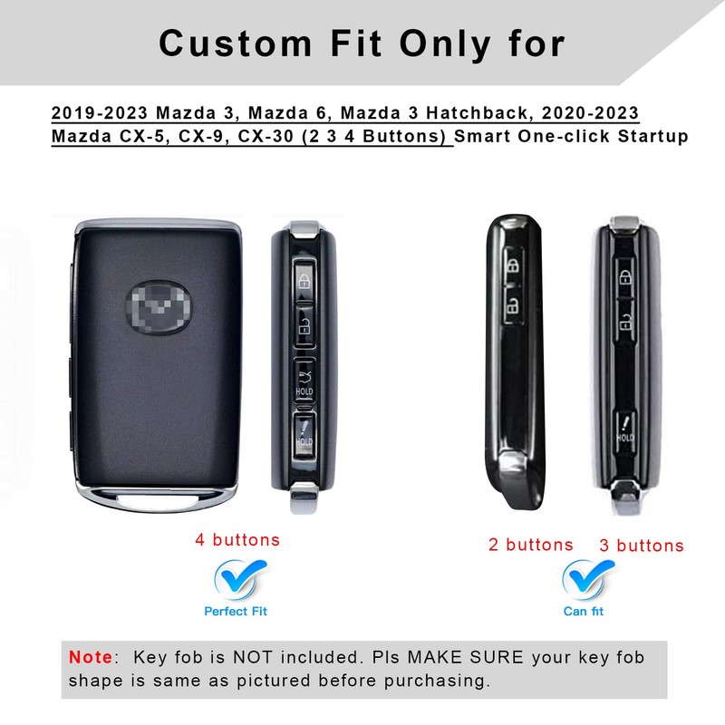 QBUC for Mazda Key Fob Cover Case with Leather Keychain