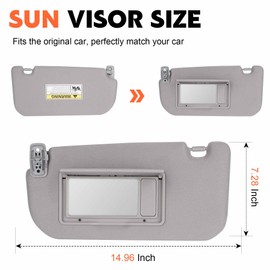 Gray Driver Left Side Sun Visor Replacement Compatible with KIA Sportage 2005 2006 2007 2008 2009 2010 Replace 85202-1F090LX