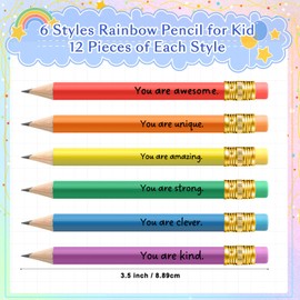 Spakon 24 Pack Operation Christmas Gifts Includes Rainbow Mini Inspirational Golf Pencils Mini Half Pencils Bulk with Eraser Rainbow Colorful Pencil for Kid Pencil Classroom Gifts (Multicolor)