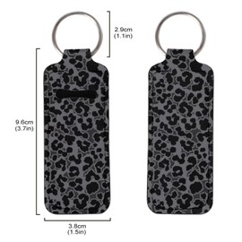 FKELYI Womens Chapstick Keychain Holder Black Leopard Print Portable Lipstick Sleeve Lip Balm Pouch Key Chain Holder Work Travel Accessories