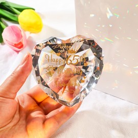 65th Birthday Gifts for Women Heart Crystal Keepsake Happy 65th Birthday and Fabulous Presents for Mother Friends Ladies (65 Years)