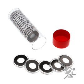 (1) Airtite Coin Holder Storage Container & (20) Air-tite 14mm Black Ring Coin Holder Capsules for 1/20oz Lunar Gold Series 1
