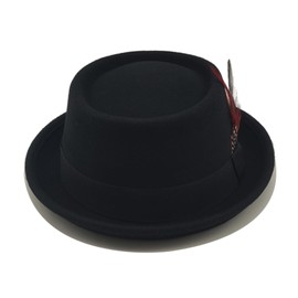 Pork Pie Men's Hat Women's Fedora Felt Hat 100% Wool Black Trilby Hat, C-black