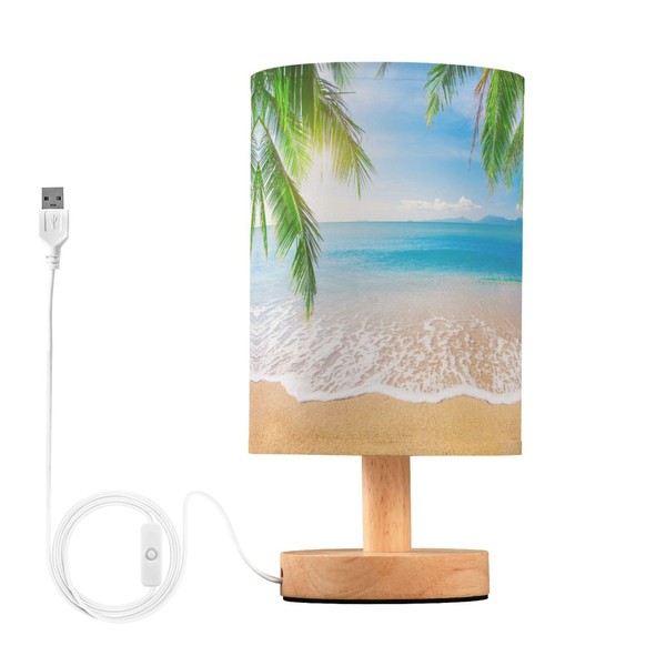 YYZZH Table Lamp Palm Leaf Tropical Beach Summer Blue Ocean