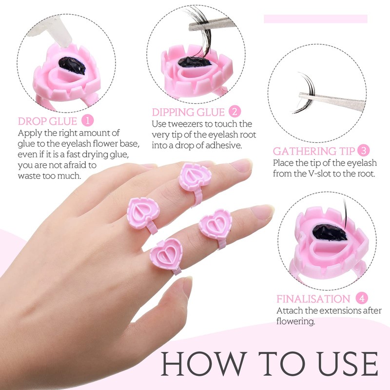 1000 anillos de pegamento de pestañas para extensiones de pestañas,