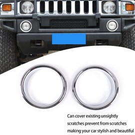 Front Bumper Driving Fog Light Ring Trim Molding Fit for Hummer H2 2003-2009, Front Fog Lamp Light Cover Trim Frame Car Accessories（ 2pcs） (bright light)