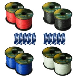 Harmony Audio Primary Single Conductor 16 Gauge Power or Ground Wire - 8 Rolls - 800 Feet - 4 Color Mix for Car Audio/Trailer/Model Train/Remote