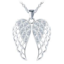 MOOFUN Wings of the Angel Pendant Chain Necklace Women Girls with Zircon Silver 925 Chain for Women Mum Wife Girlfriend Skeleton Wings Necklace Fashion Jewellery Birthdays Valentine's Day Mother's Day