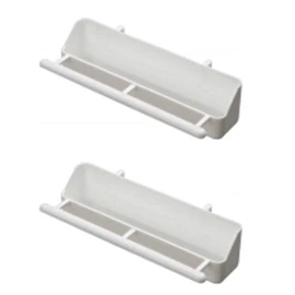 Moondown Farm Canary, Finch, Budgie Aviary Cage Feeders Large Plastic Pots with Perch (Pack of 2)