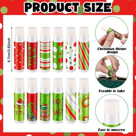 Maxcheck 48 Pcs Christmas Lip Balm Bulk Jasmine Flavored Lip Balm Moisturizing Gift Set for Lip Care Party Supplies Gift Baskets for Men Women and Children, 12 Styles (Stylish)